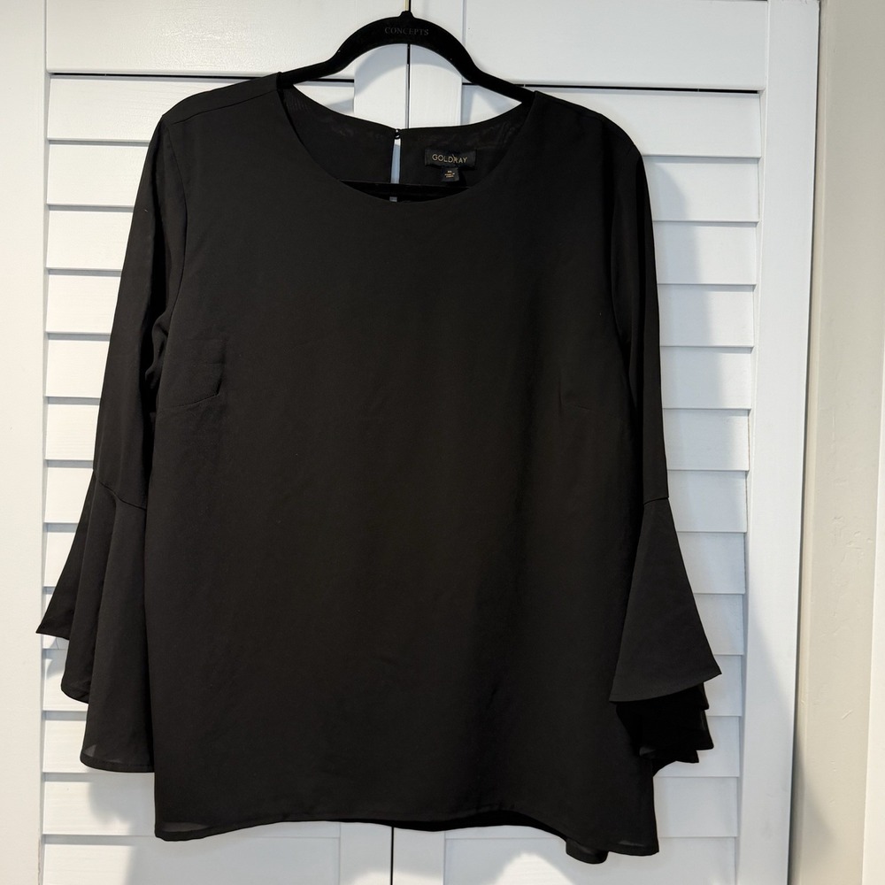 Goldray Black‎ Bell Sleeve Blouse Women's XL